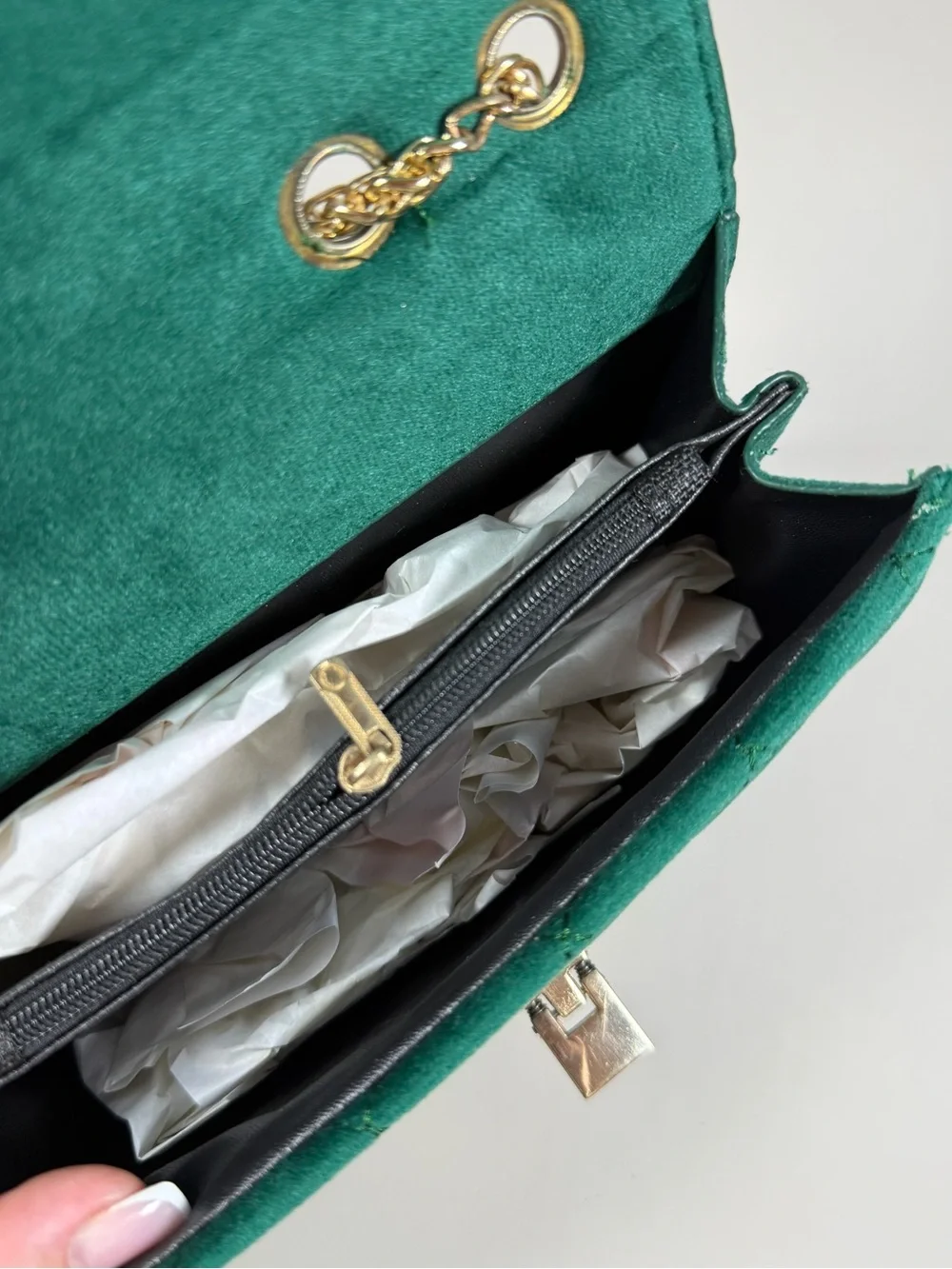 Unk Emerald Quilted Crossbody Bag with Gold Chain